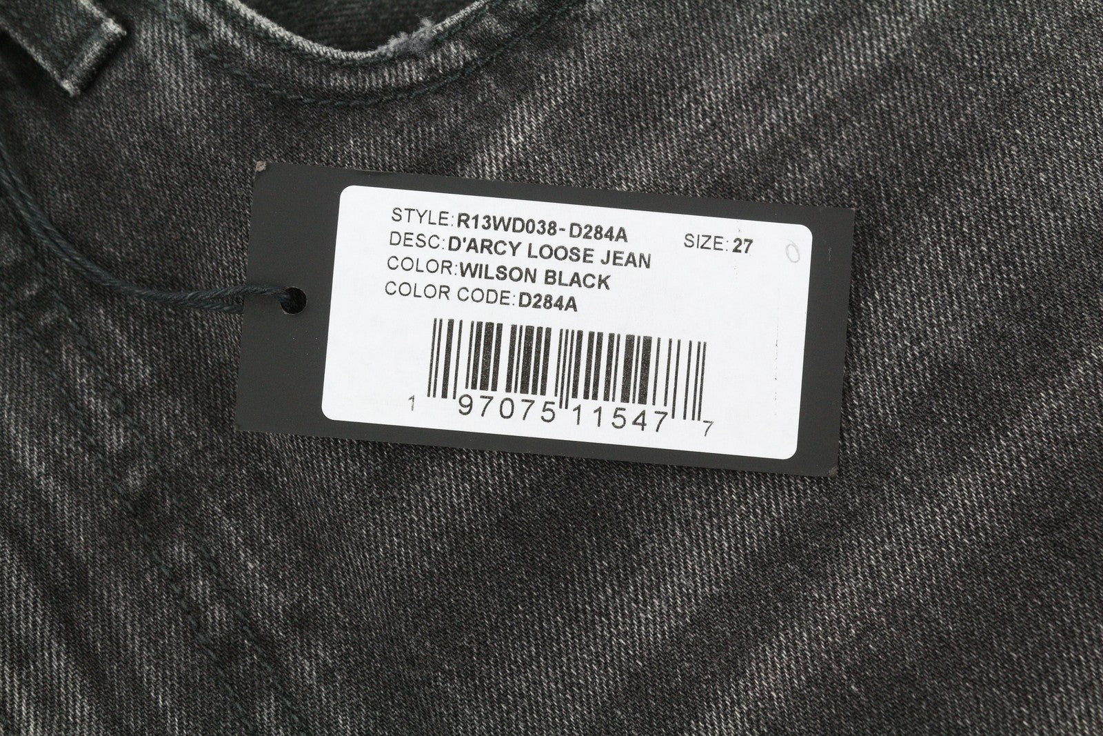 R13 D'Arcy Loose Women Jeans 27 Wilson Black Faded Relaxed Fit Denim RRP€700