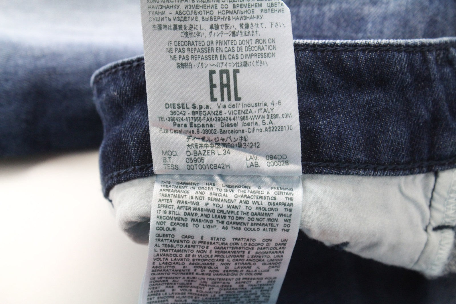 DIESEL D-Bazer 084DD Men's Jeans W29/L34 Blue Washed Cotton Stretch Tapered Fit