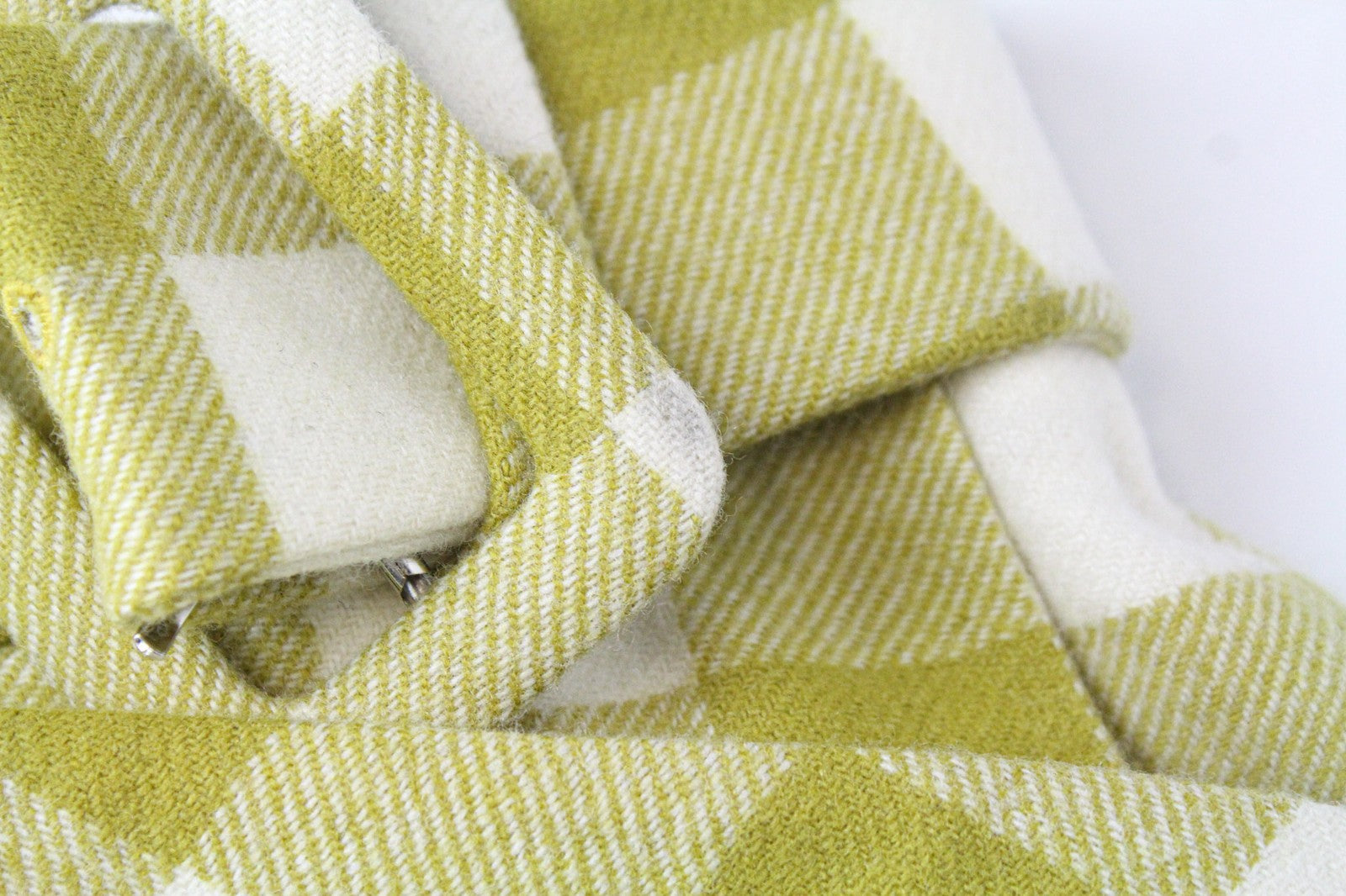 SUISTUDIO Calvin Women's Skirt UK8 Green Checked Pure Wool Lined Belted Mini