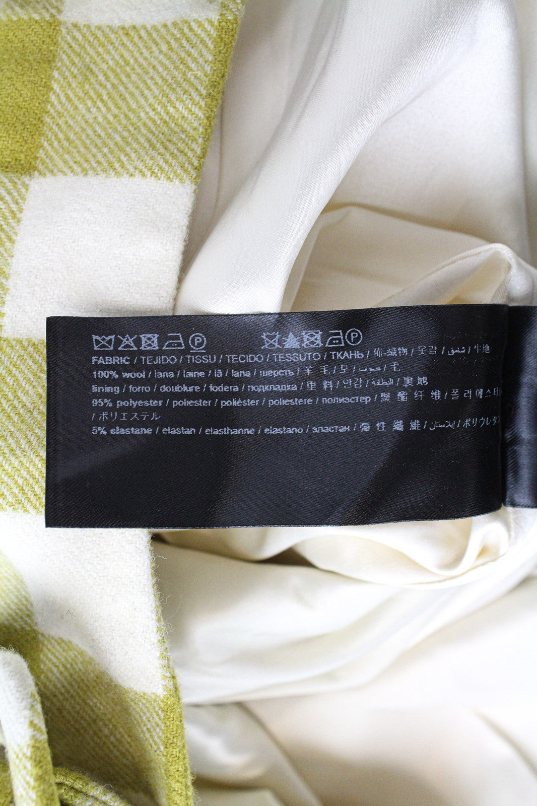 SUISTUDIO Calvin Women's Skirt UK8 Green Checked Pure Wool Lined Belted Mini