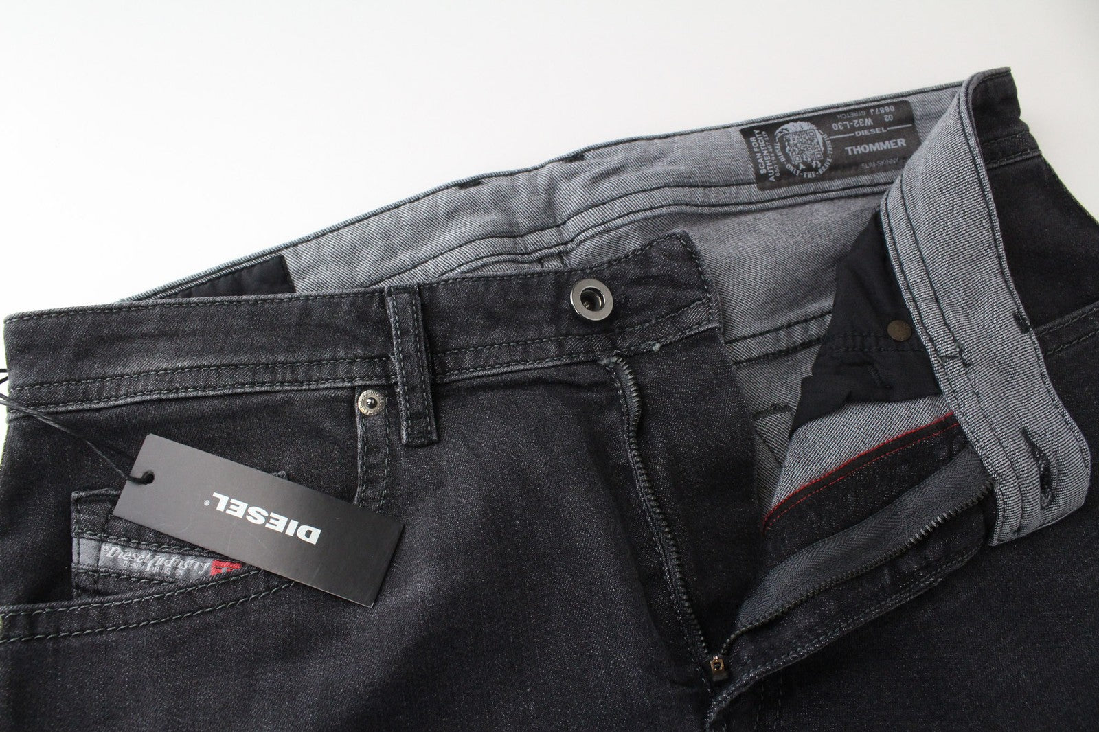 DIESEL Thommer 0687J Men's Jeans W32/L30 Slim Grey Stretch Cotton Skinny Fit