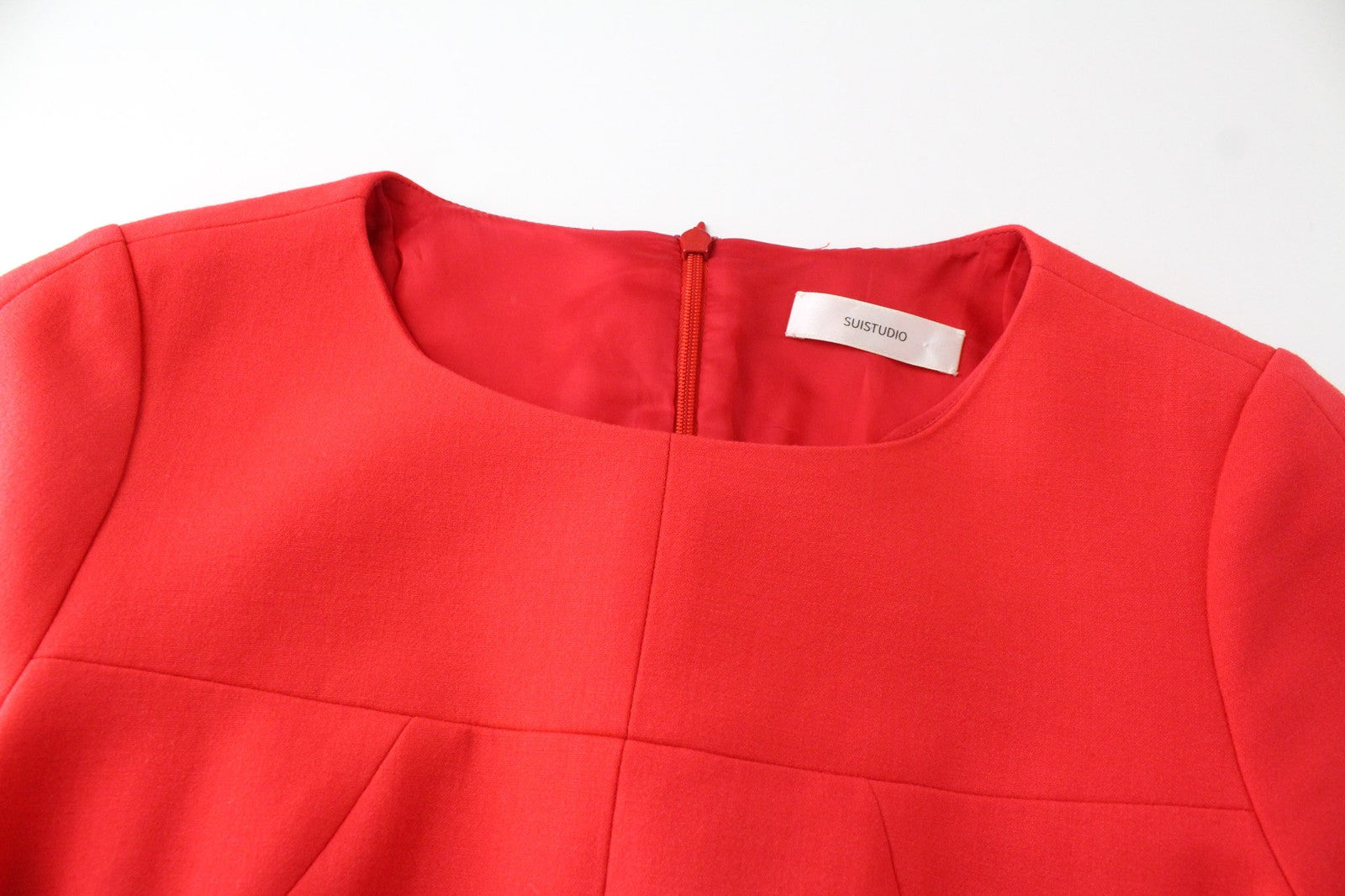 SUISTUDIO Abril Women's Dress UK10R Red Slim Wool Blend Knee-Length Bodycon Fit