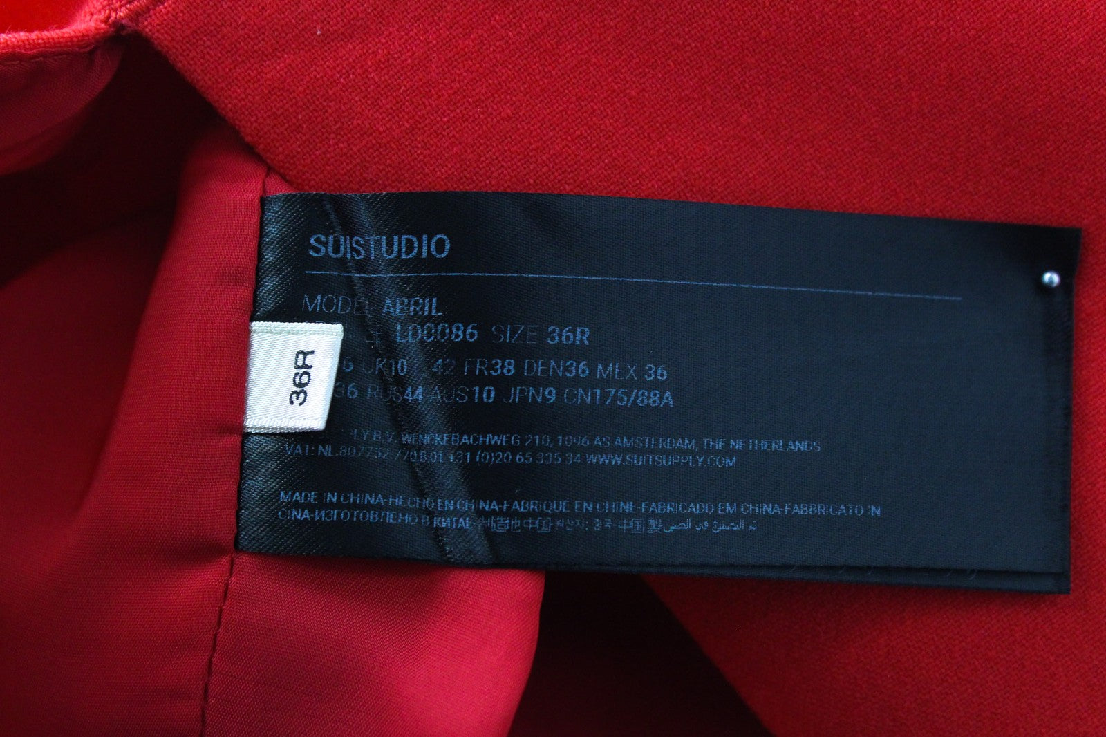 SUISTUDIO Abril Women's Dress UK10R Red Slim Wool Blend Knee-Length Bodycon Fit