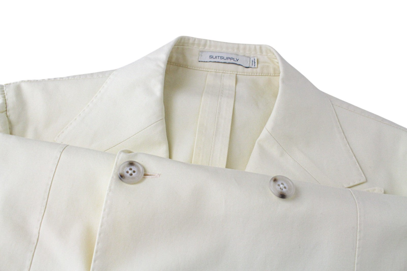 SUITSUPPLY Havana Men's Suit UK38R Yellow Unlined 2Pc Cotton Slim Two-Row Style