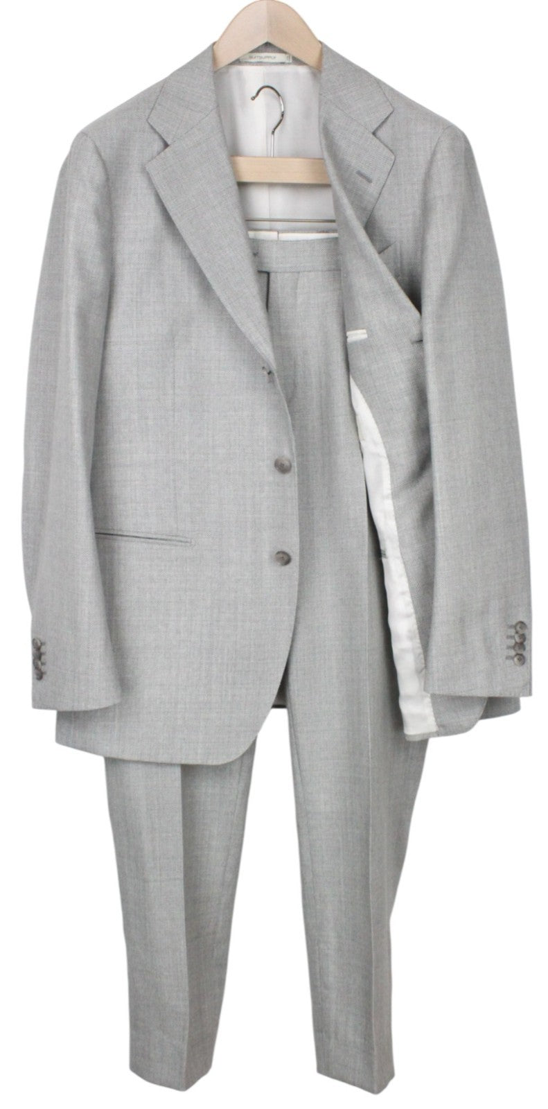 SUITSUPPLY Havana Jetted Men's Suit UK44R Slim Fit Grey Pure Wool 2Pc Melange