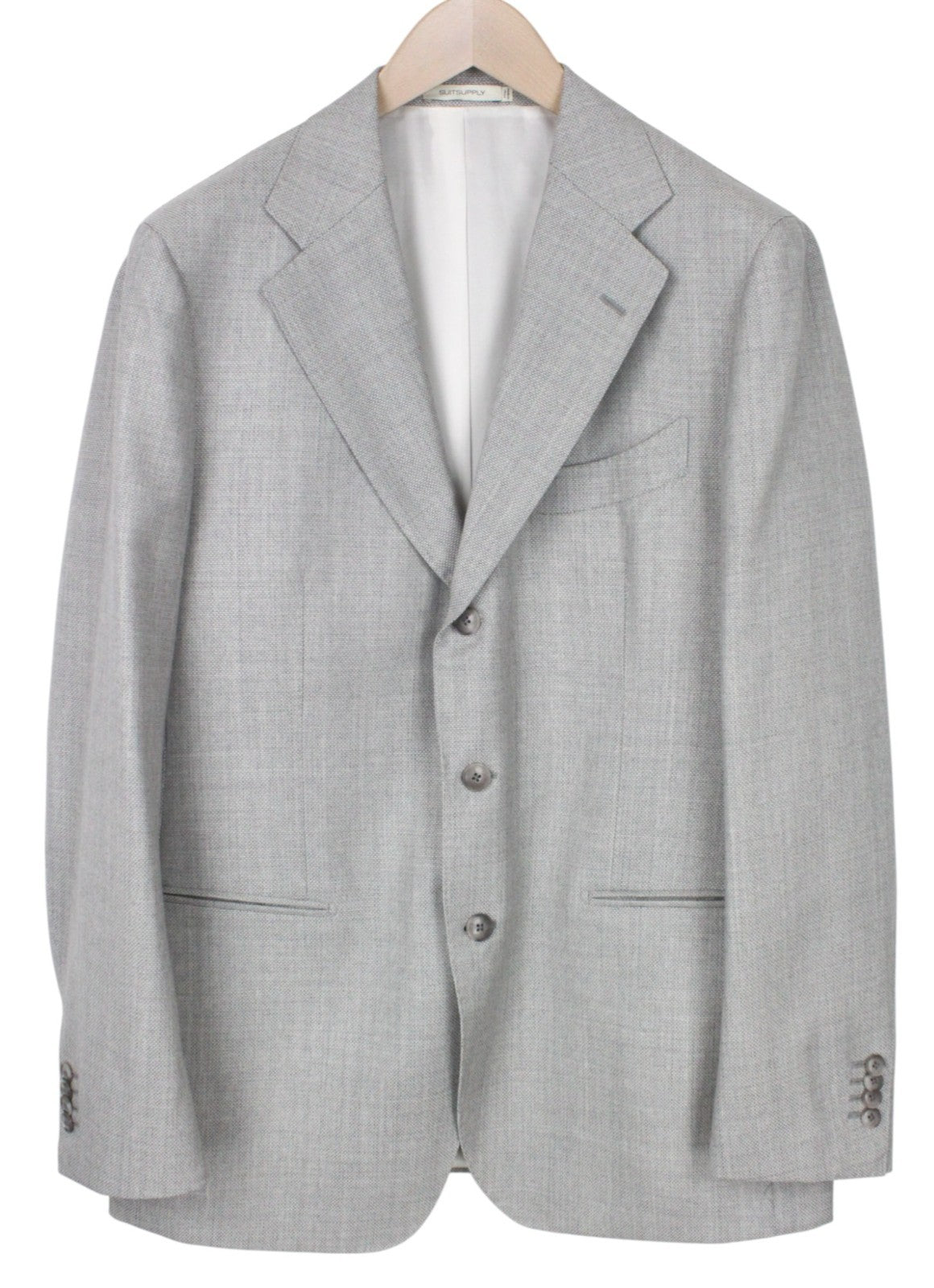 SUITSUPPLY Havana Jetted Men's Suit UK44R Slim Fit Grey Pure Wool 2Pc Melange