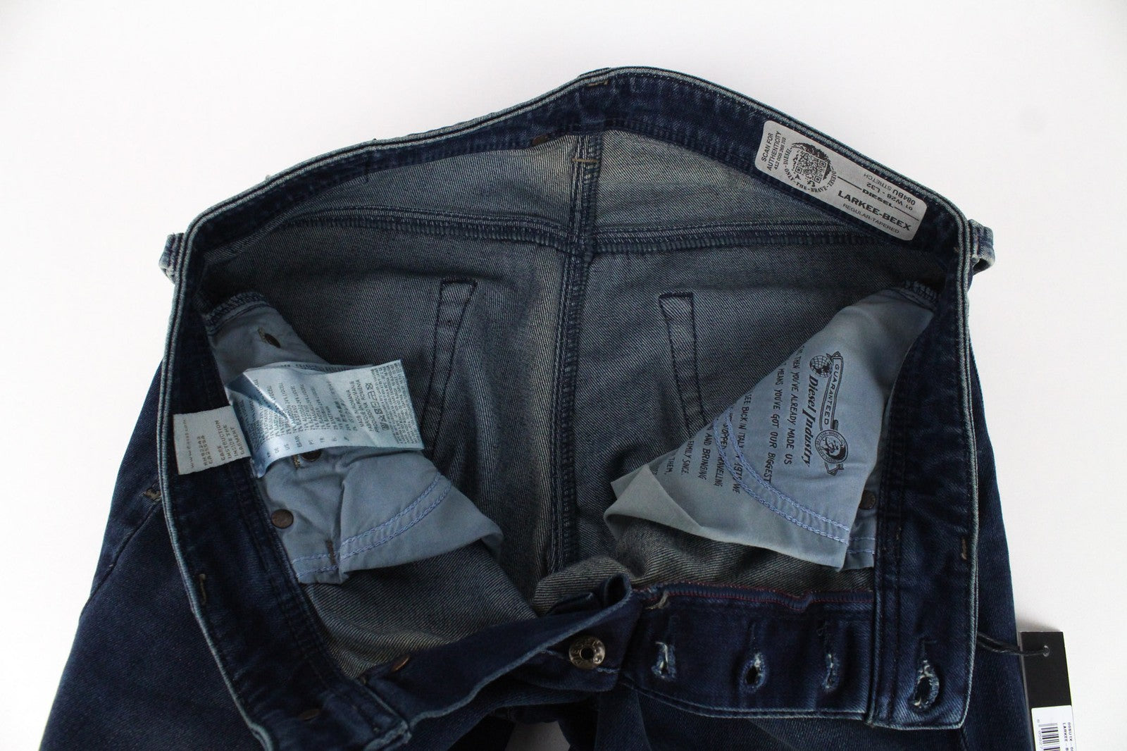 DIESEL Larkee-Beex 084BU Men's Jeans W28/L32 Tapered Blue Washed Cotton Stretch