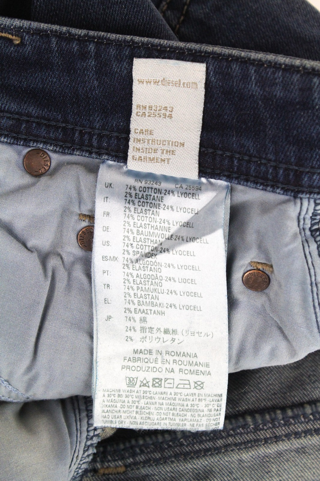 DIESEL Larkee-Beex 084BU Men's Jeans W28/L32 Tapered Blue Washed Cotton Stretch