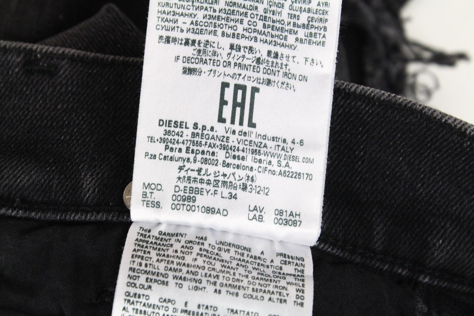 DIESEL D-Ebbey-F 081AH Women's Jeans W26/L34 Bootcut Grey Stretch Cotton Low