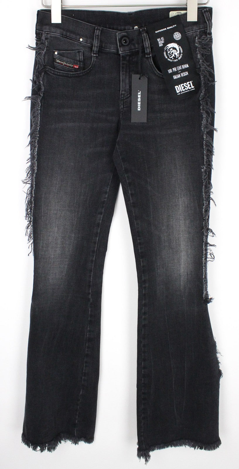 DIESEL D-Ebbey-F 081AH Women's Jeans W26/L34 Bootcut Grey Stretch Cotton Low