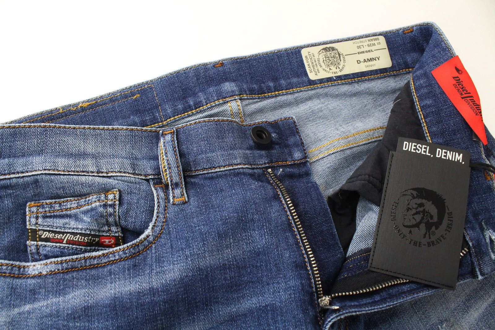 DIESEL D-Amny 086AN Men's Jeans W29/L30 Skinny Blue Stretch Denim Cotton Wash