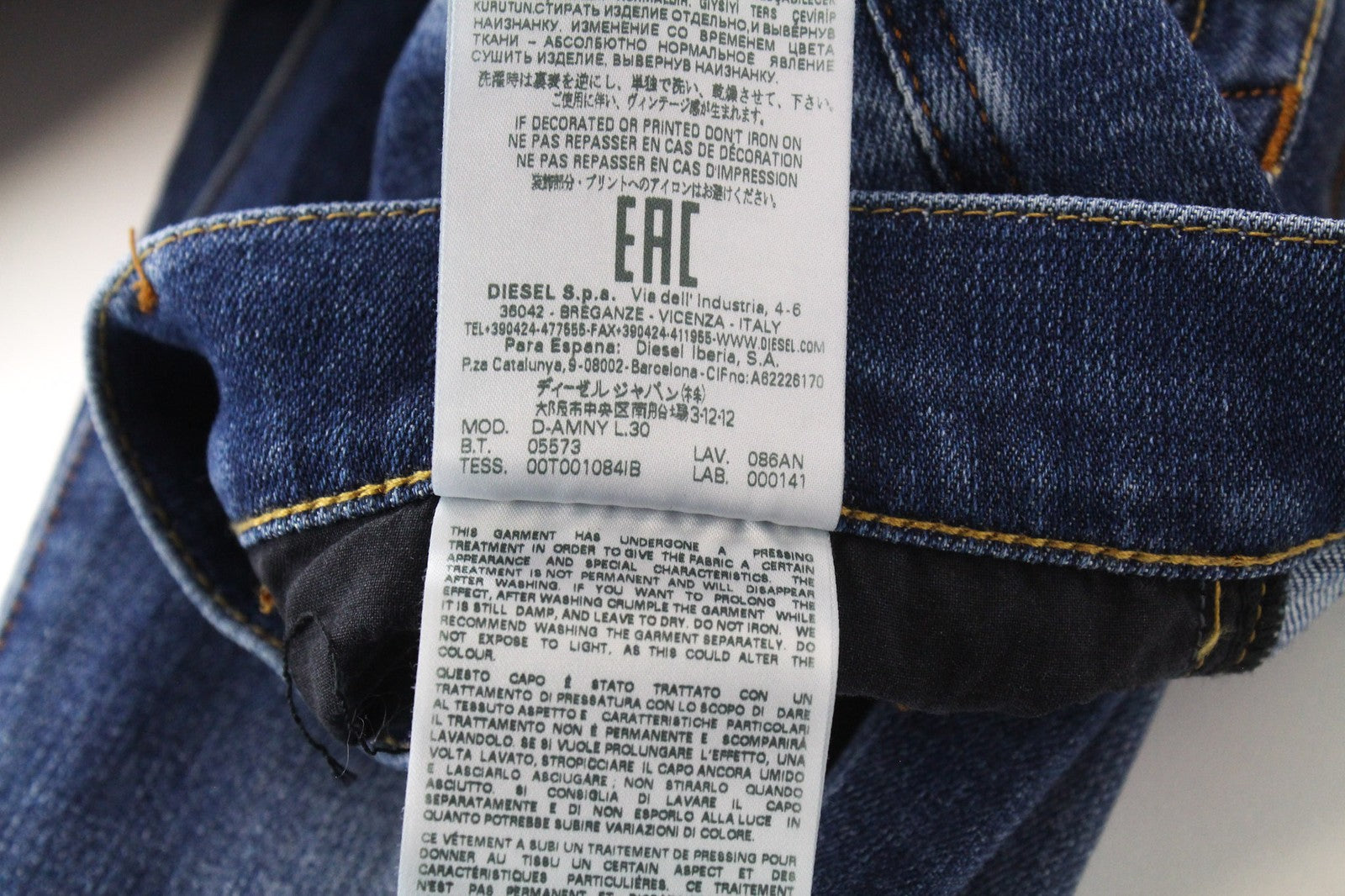 DIESEL D-Amny 086AN Men's Jeans W29/L30 Skinny Blue Stretch Denim Cotton Wash