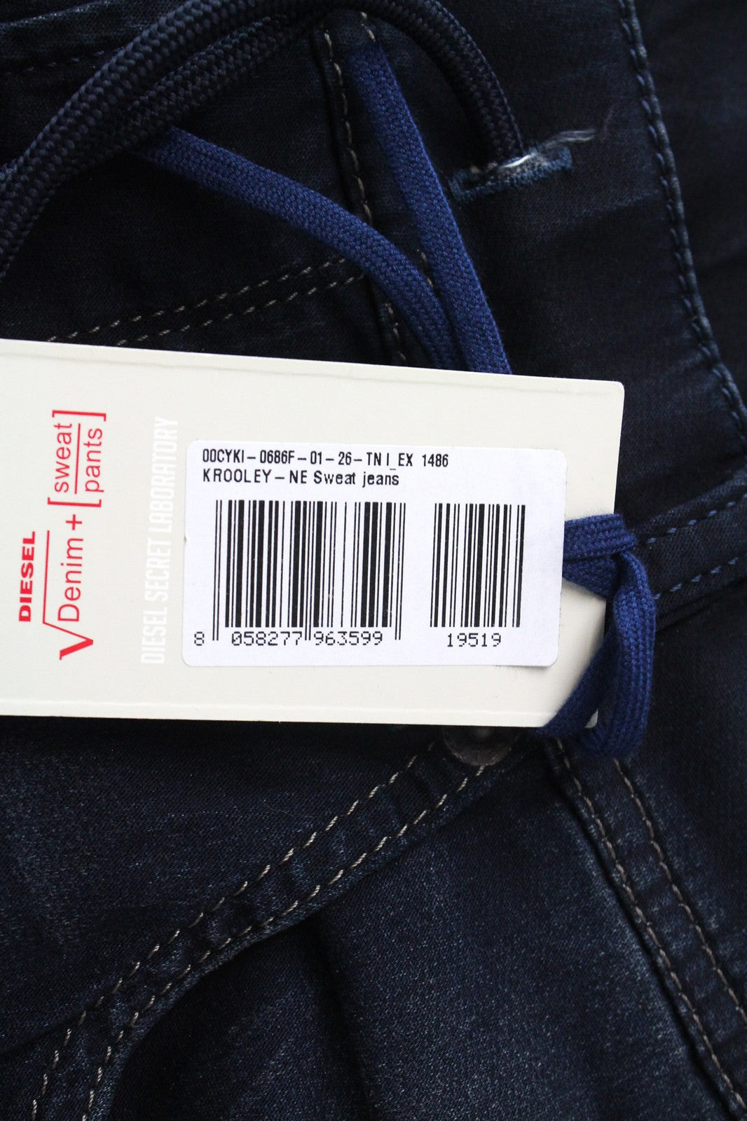 DIESEL Krooley-NE 0686F Men's W26 Jogg Jeans Blue Stretch Cotton Slim Fit Wash