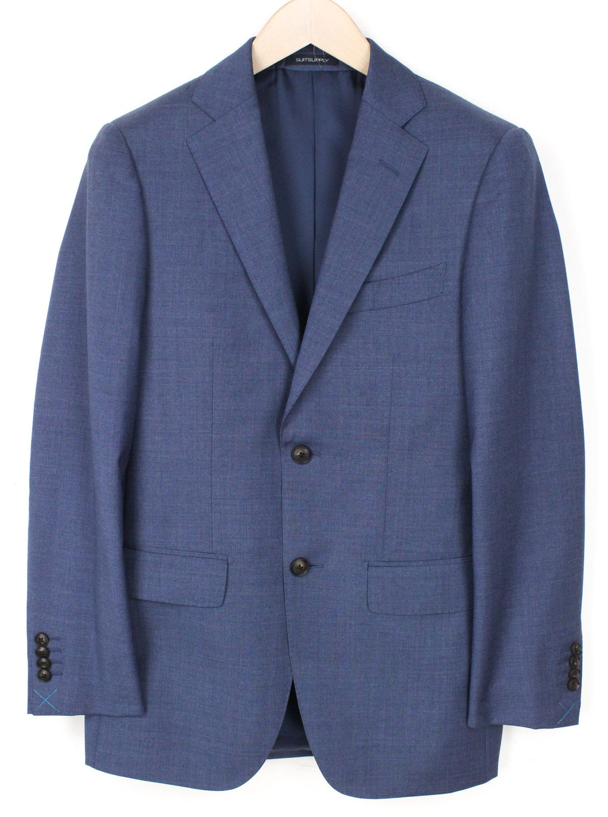 SUITSUPPLY Napoli Men's Suit UK32R Blue 2Pc Traceable Wool S110s Slim Melange