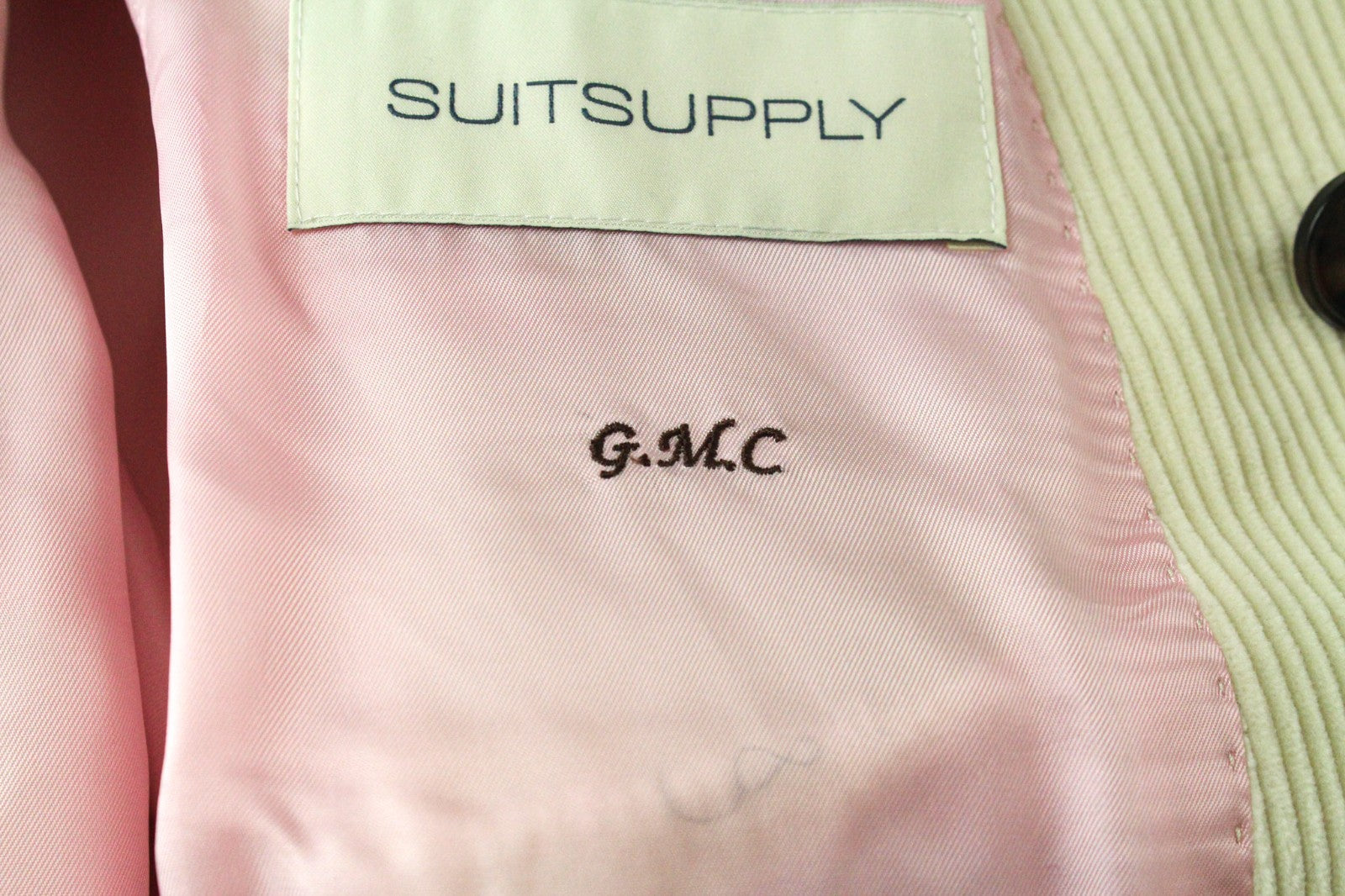 SUITSUPPLY La Spalla Men's Suit UK30R Beige Slim Cord Cotton Velvet 2Pc Design