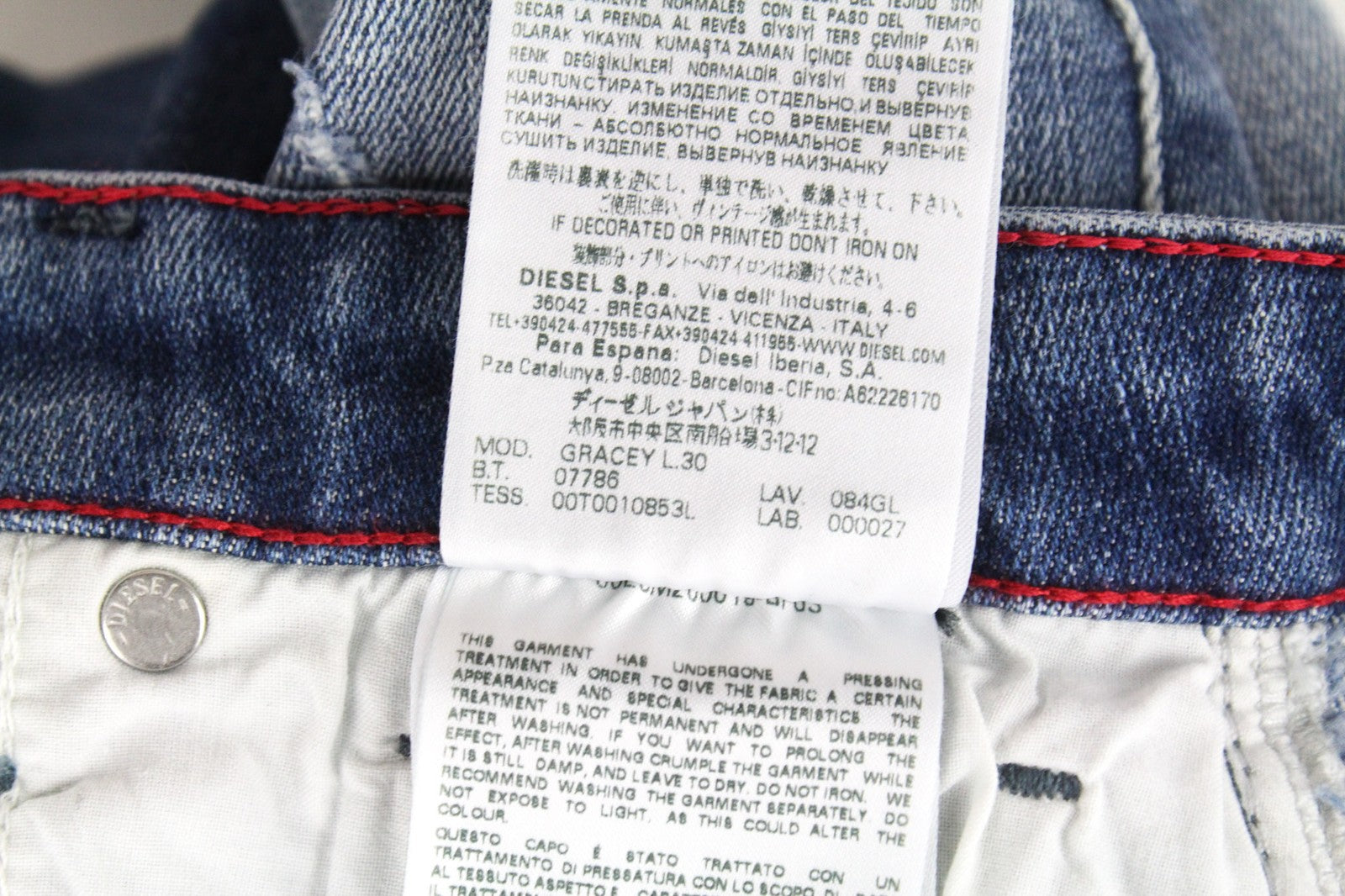 DIESEL Gracey 084GL Women's Jeans W26/L30 Super Slim Stretch Skinny Cotton Blue