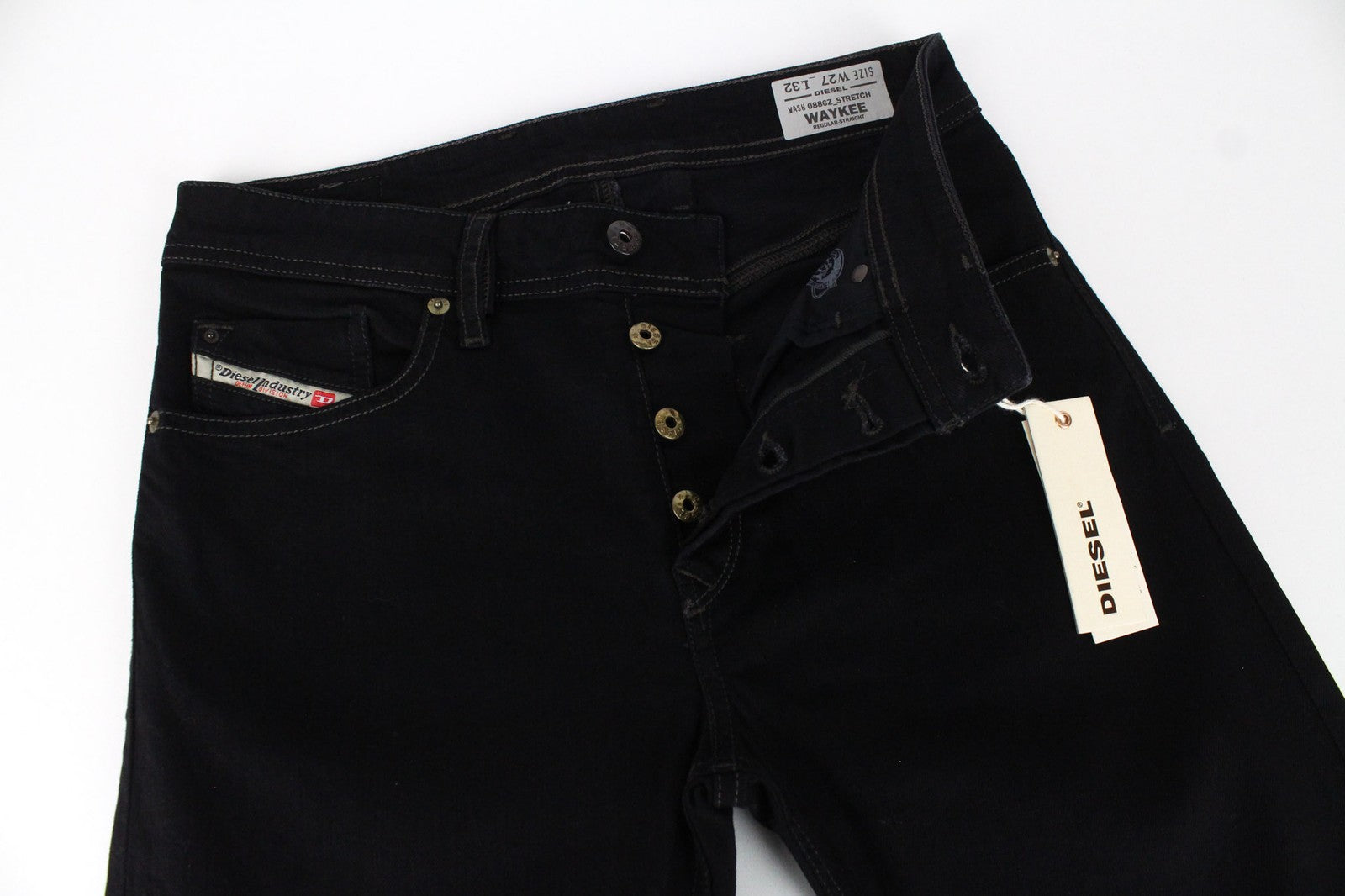 DIESEL Waykee 0886Z Men's Jeans W27/L32 Boys Black Straight Cotton Stretch Fit