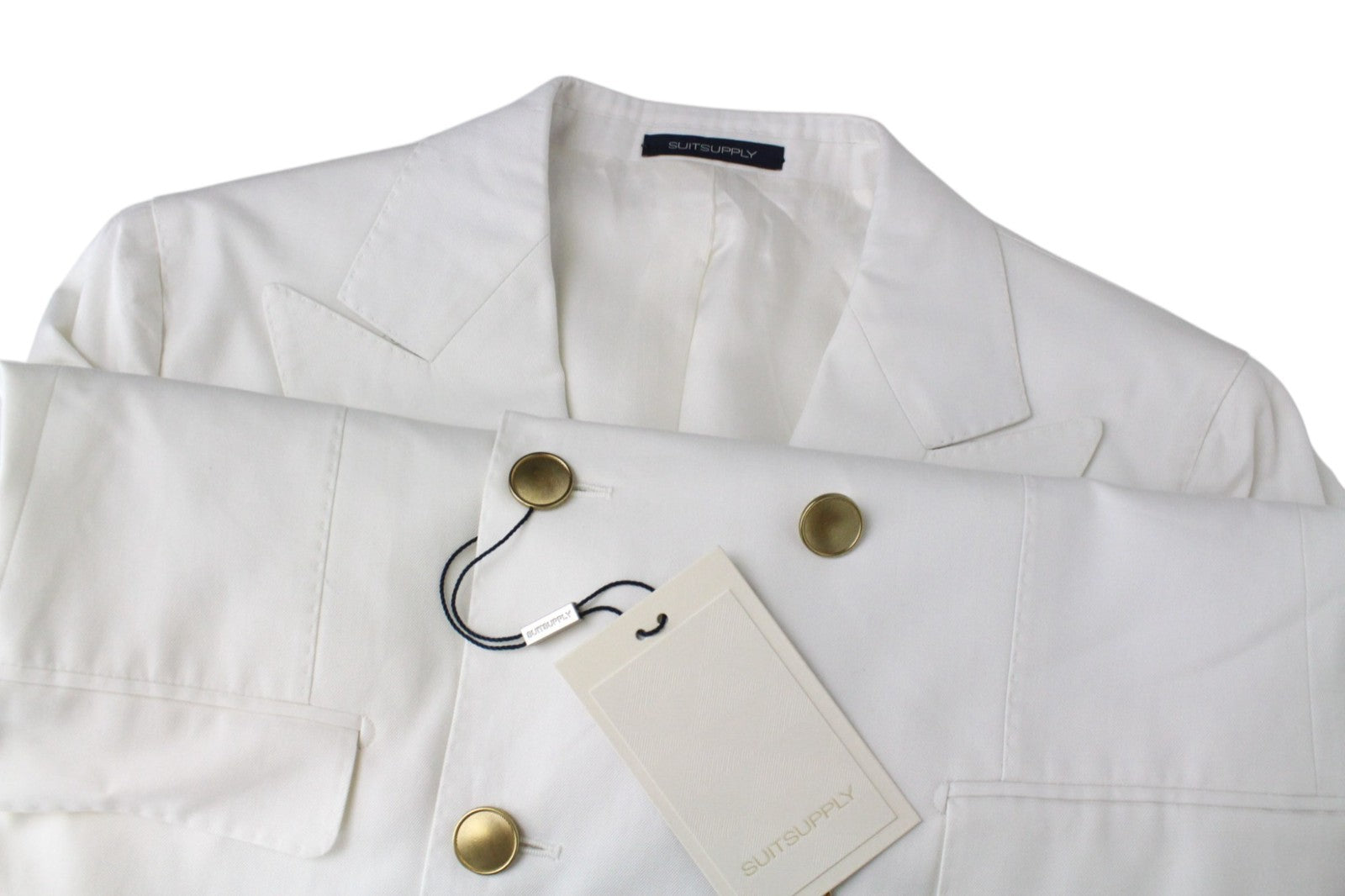 SUITSUPPLY La Spalla vyriškas švarkas UK34S balkšvas dvieilis medvilninis švarkas 