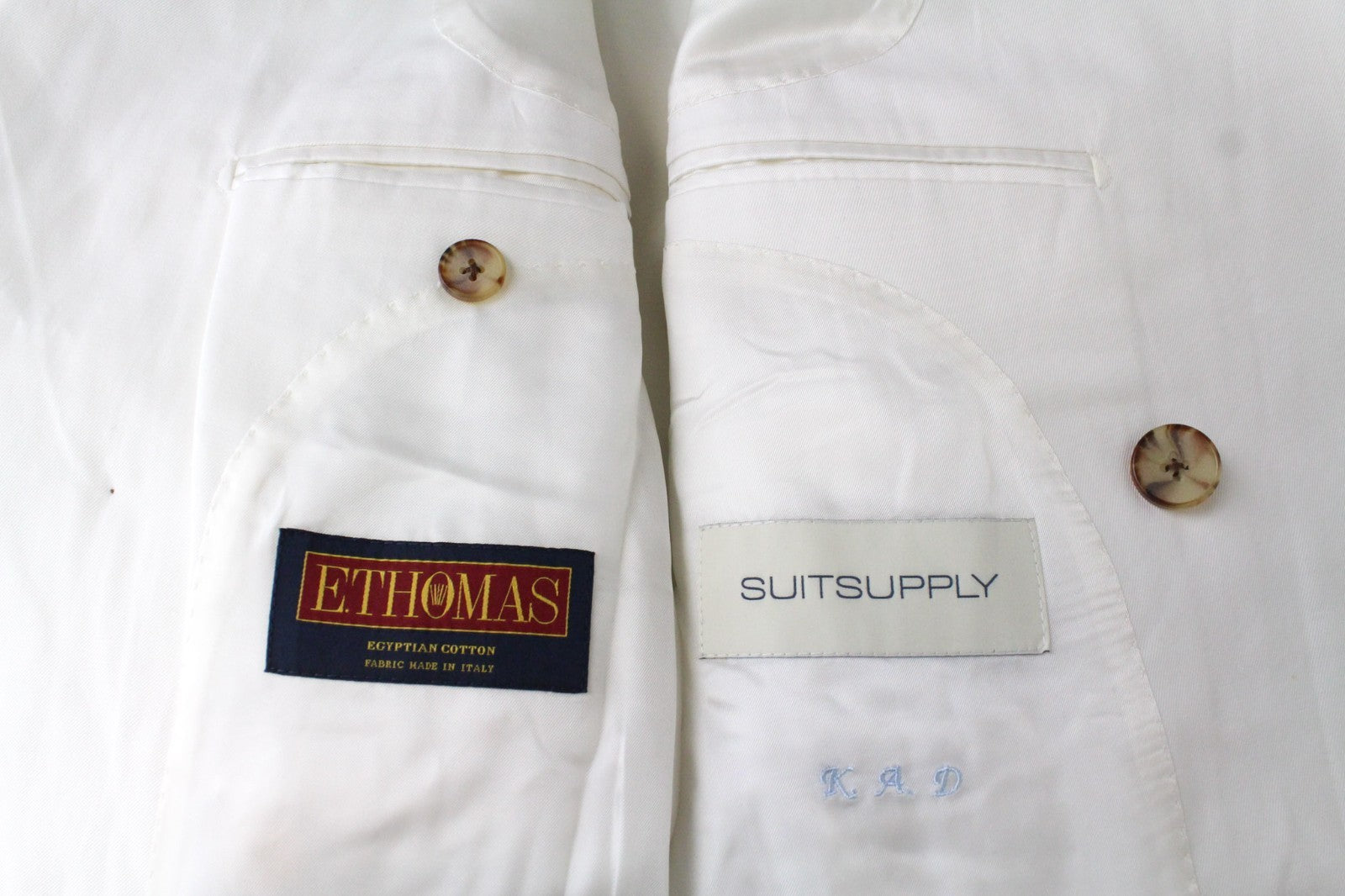 SUITSUPPLY La Spalla vyriškas švarkas UK34S balkšvas dvieilis medvilninis švarkas 