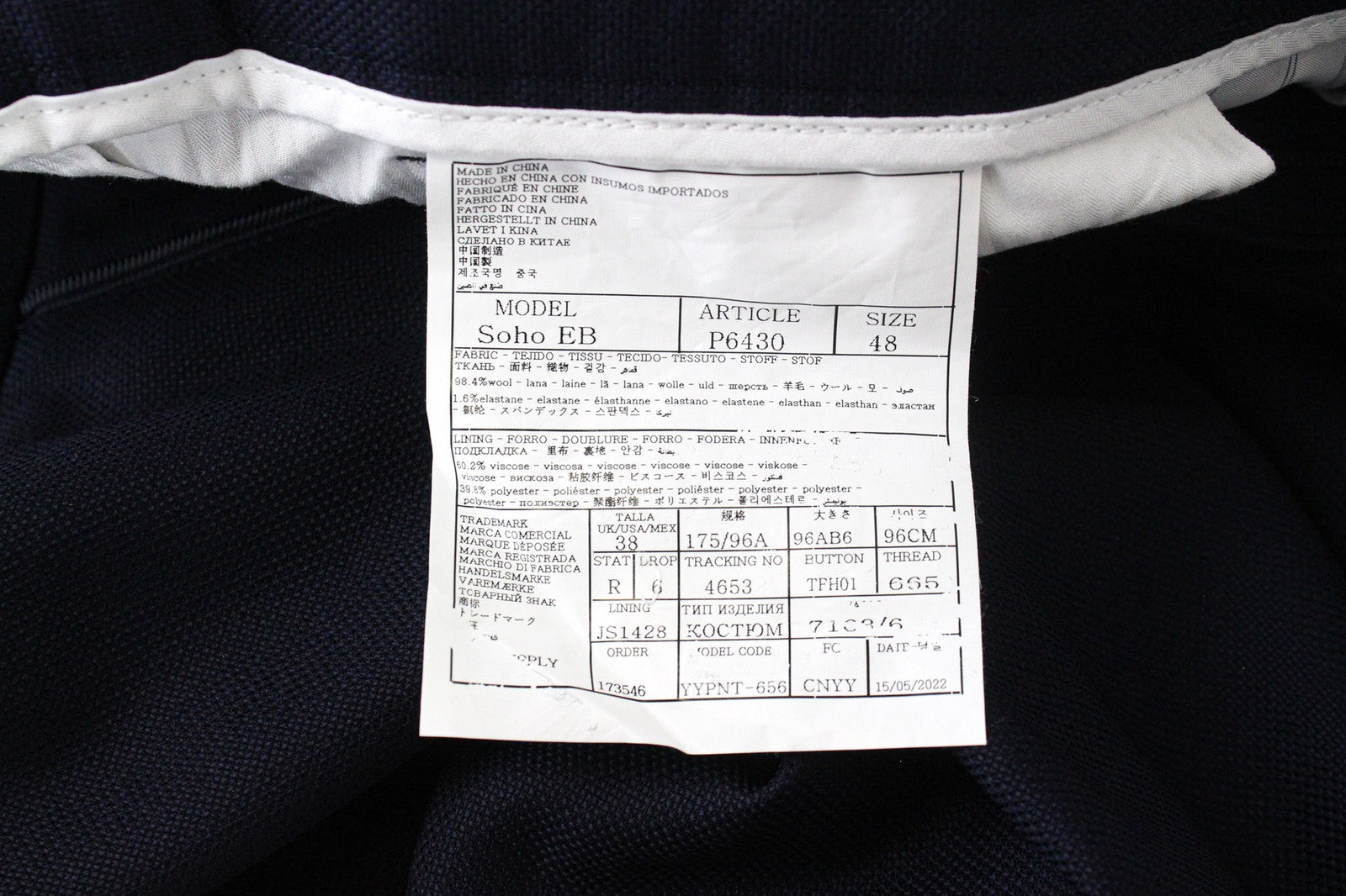 SUITSUPPLY Havana Men's Suit UK38R Blue Wool Stretch Slim 2Pc Formal Single Row