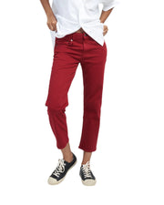 R13 Boy Straight Women Trousers 27 Vivid Red Stretch Ankle Length Zip RRP€499