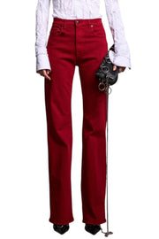 R13 Jane Women Trousers 27 Vivid Red Stretch Fitted Slim Straight Fit RRP€595