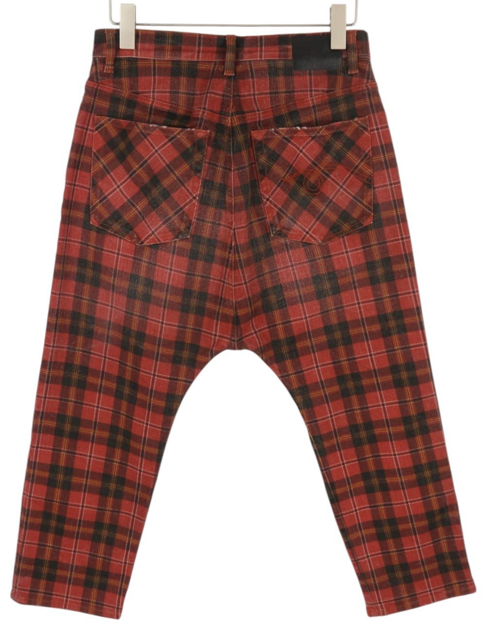 R13 Tailored Drop Women Trousers 27 Ash Red Plaid Ankle Relaxed Fit RRP€710