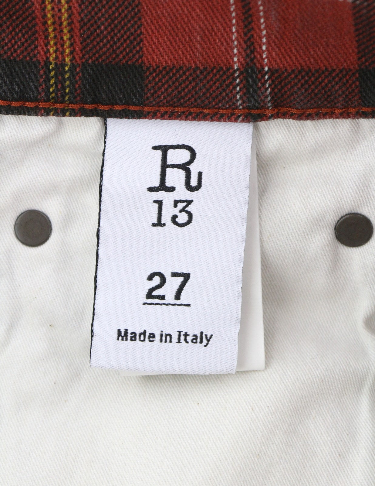 R13 Tailored Drop Women Trousers 27 Ash Red Plaid Ankle Cropped Relaxed RRP€710