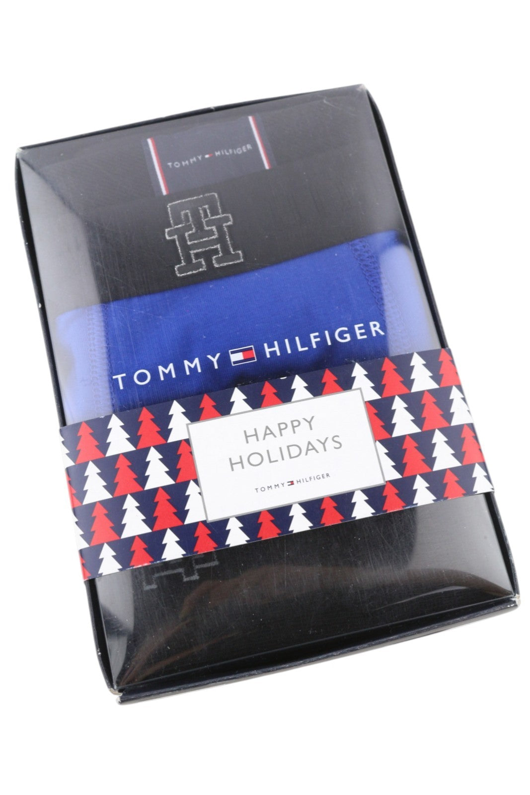 TOMMY HILFIGER Men Underwear M Blue Trunk Print & Sock Set Boxers Embroidered