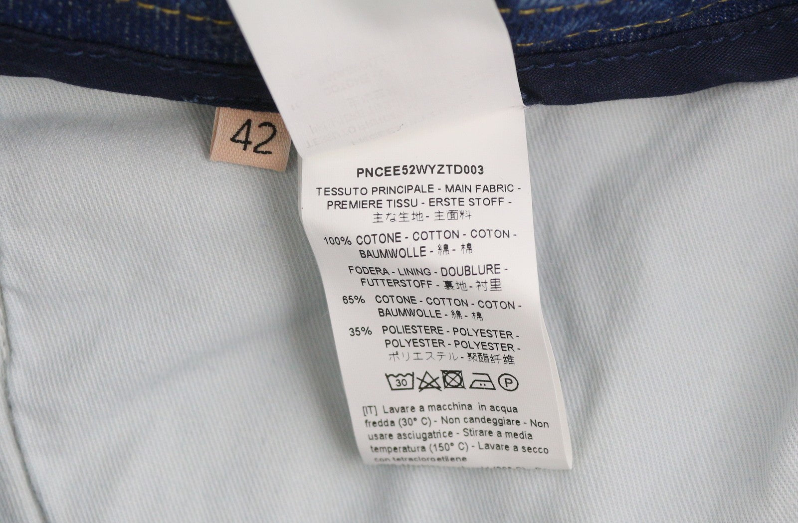 PLAN C Women Jeans 42 Blue Cargo Relaxed Wide Fit Faded Denim Snaps RRP€579