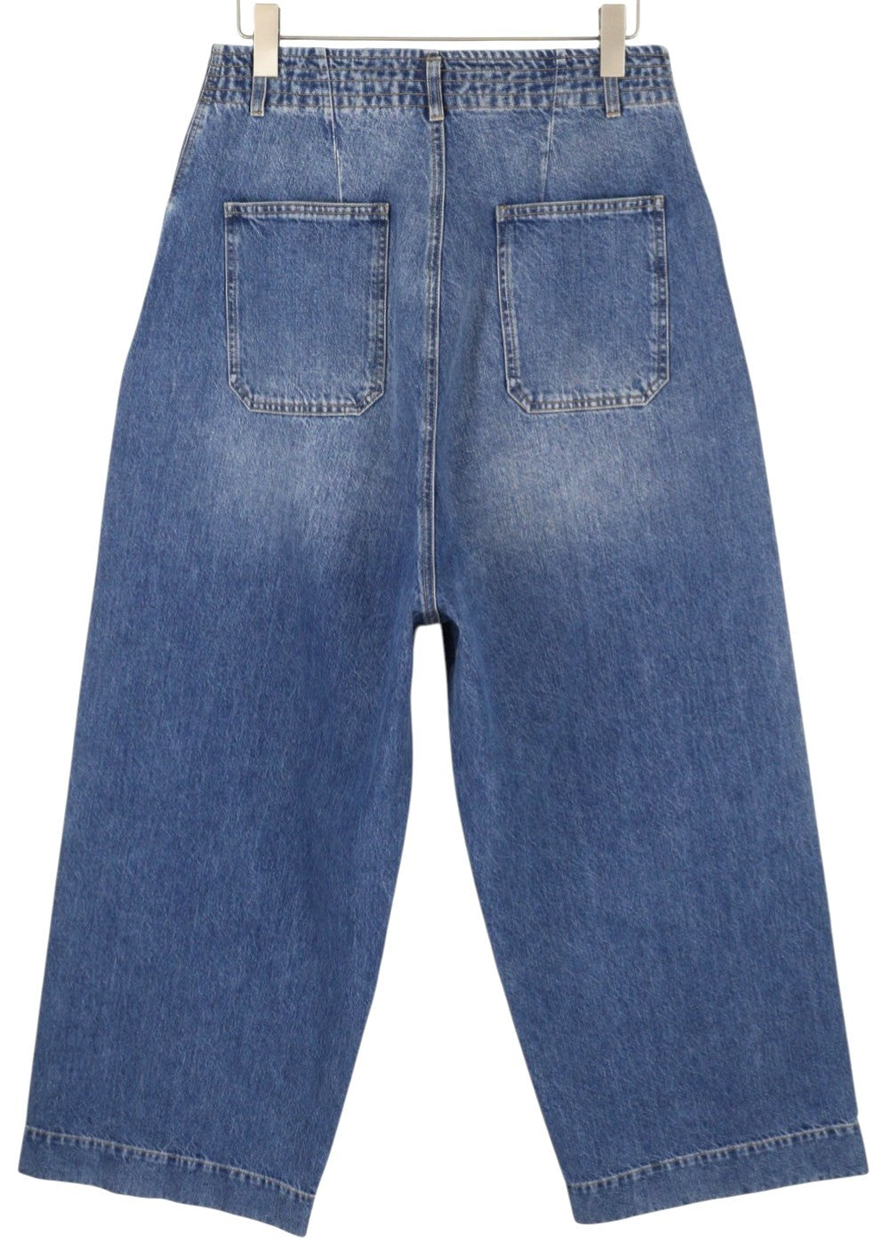 PLAN C Women Jeans 44 Blue Cargo Relaxed Wide Fit Faded Denim Snaps RRP€579