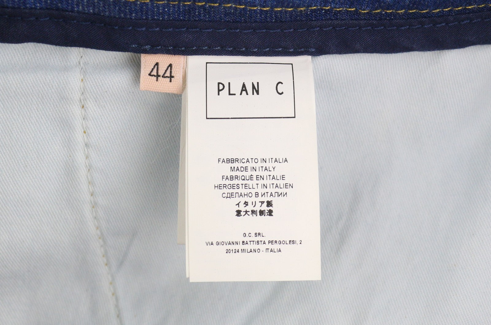 PLAN C Women Jeans 44 Blue Cargo Relaxed Wide Fit Faded Denim Snaps RRP€579