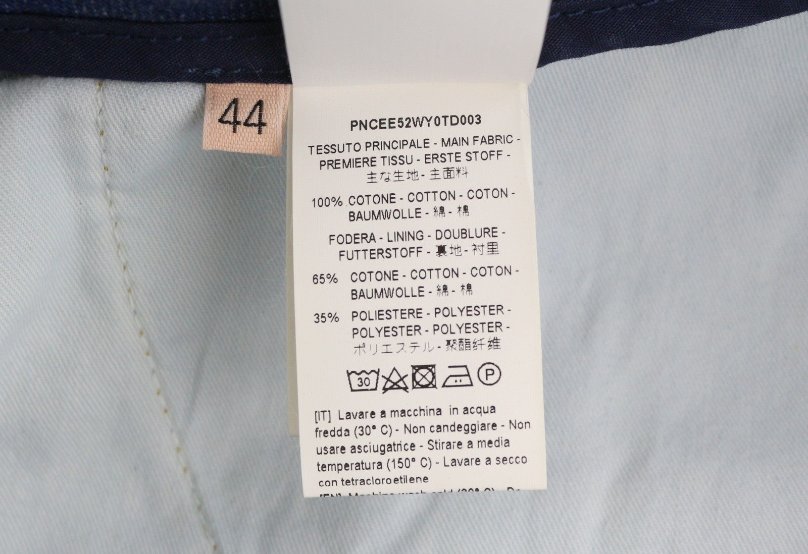 PLAN C Women Jeans 44 Blue Cargo Relaxed Wide Fit Faded Denim Snaps RRP€579