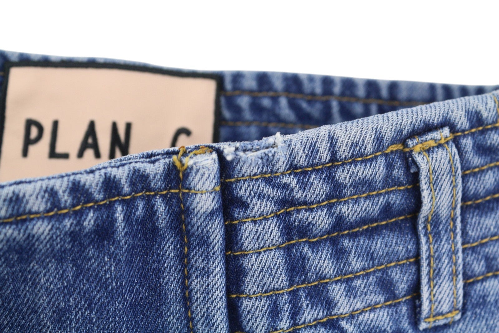 PLAN C Women Jeans 44 Blue Cargo Relaxed Wide Fit Faded Denim Snaps RRP€579