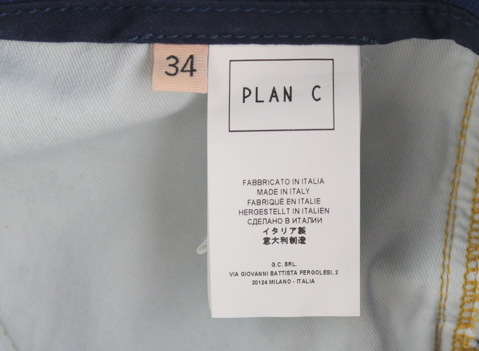 PLAN C Women Jeans 34 Blue Cargo Relaxed Wide Fit Faded Denim Snaps RRP€579