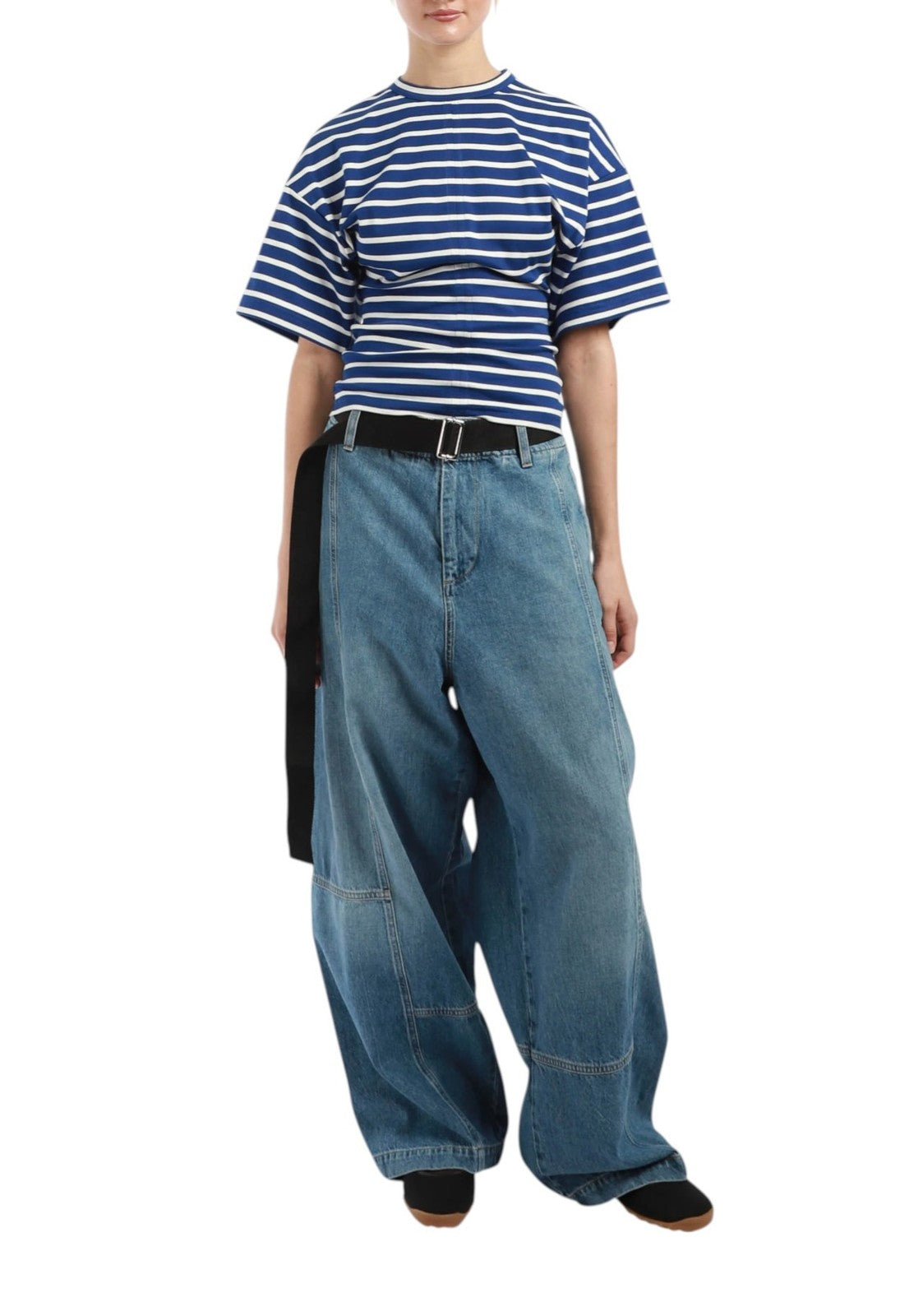 PLAN C Women Jeans 40 Blue Faded Wide Straight Leg Relaxed Fit Denim RRP€529