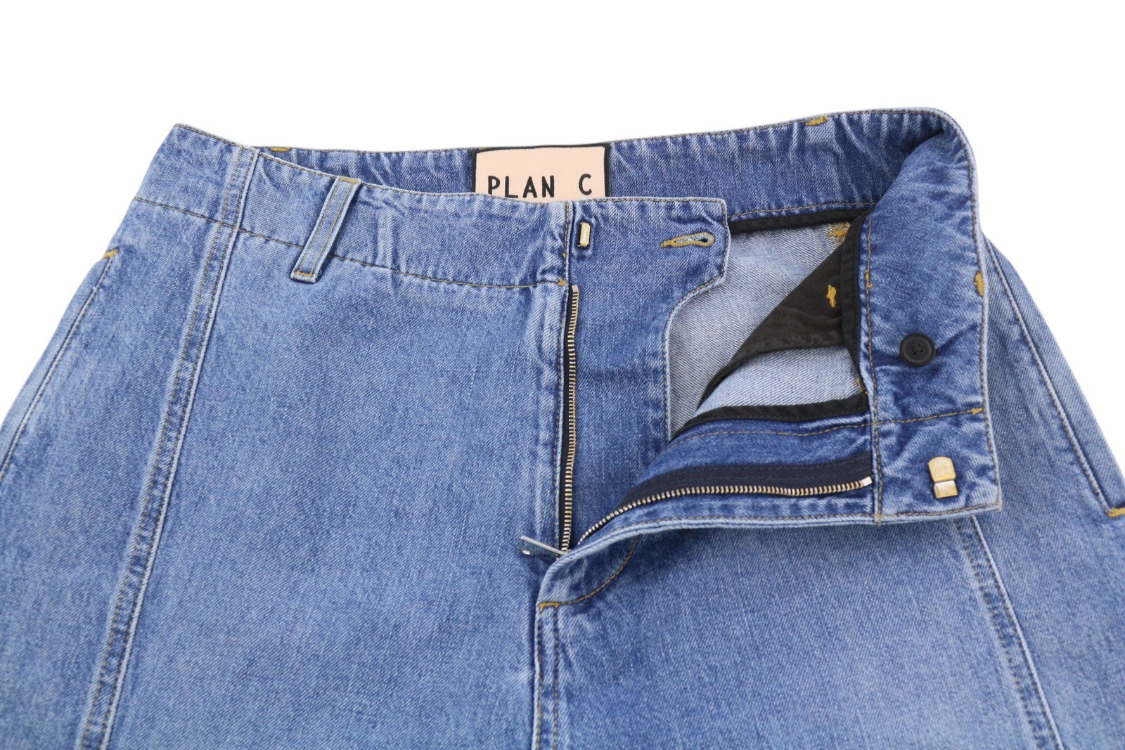 PLAN C Women Jeans 40 Blue Faded Wide Straight Leg Relaxed Fit Denim RRP€529