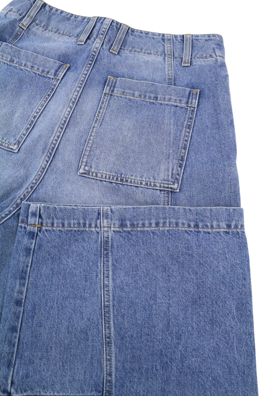 PLAN C Women Jeans 40 Blue Faded Wide Straight Leg Relaxed Fit Denim RRP€529