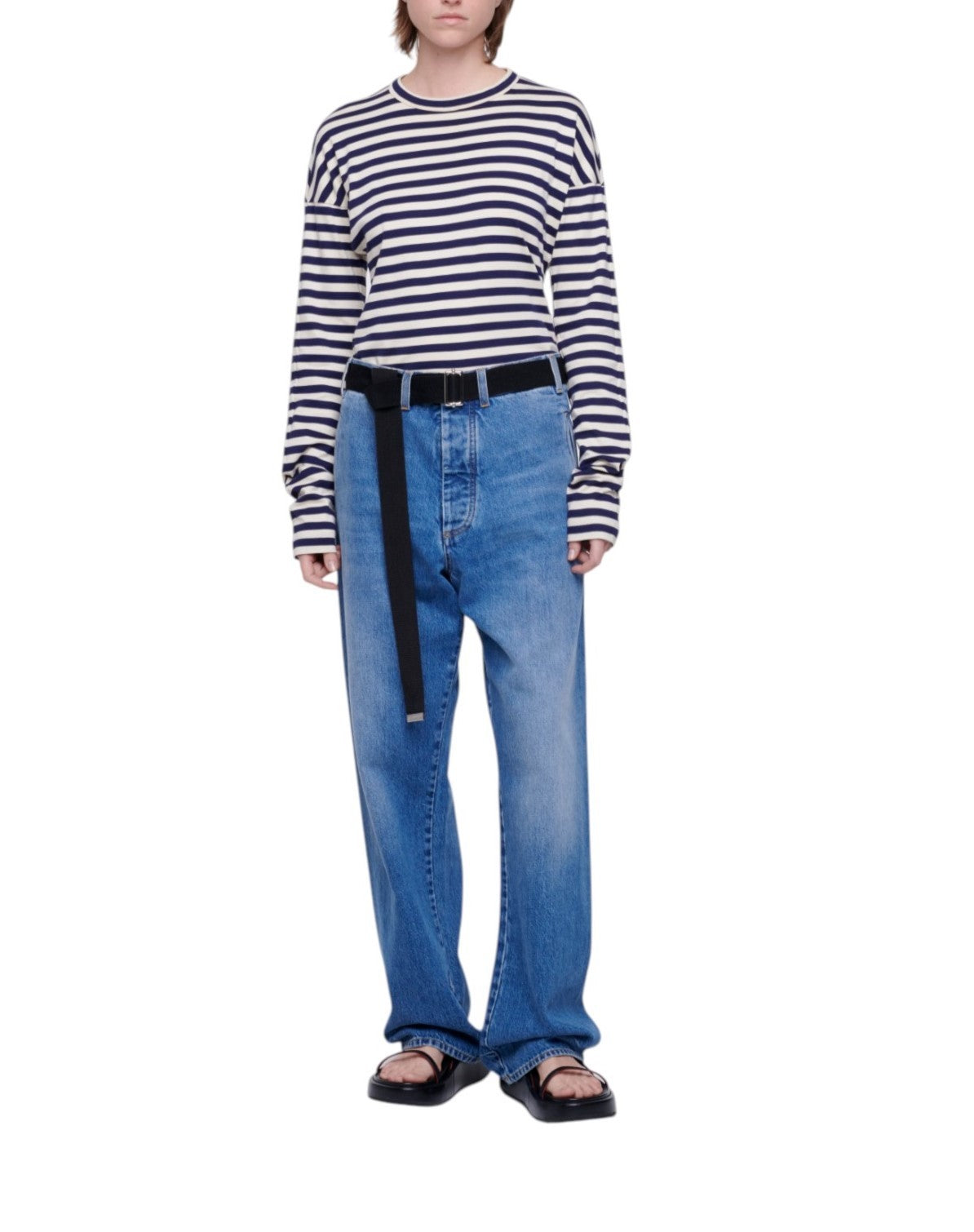 PLAN C Women Jeans 38 Blue Washed Straight Leg Relaxed Fit Button Fly RRP€550