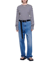 PLAN C Women Jeans 38 Blue Washed Straight Leg Relaxed Fit Button Fly RRP€550