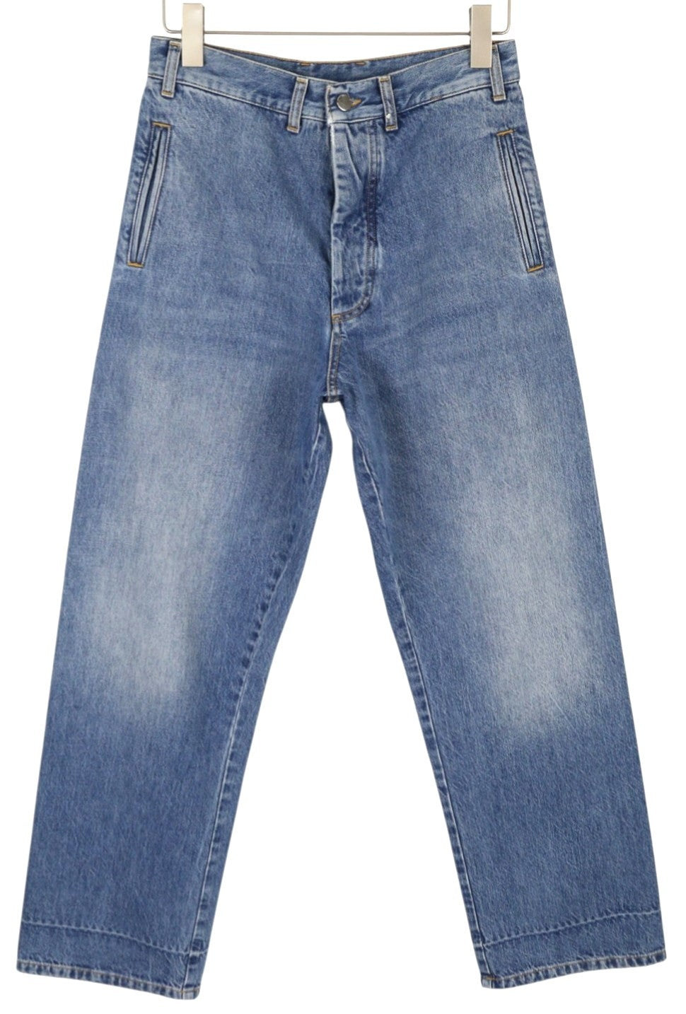 PLAN C Women Jeans 38 Blue Washed Straight Leg Relaxed Fit Button Fly RRP€550