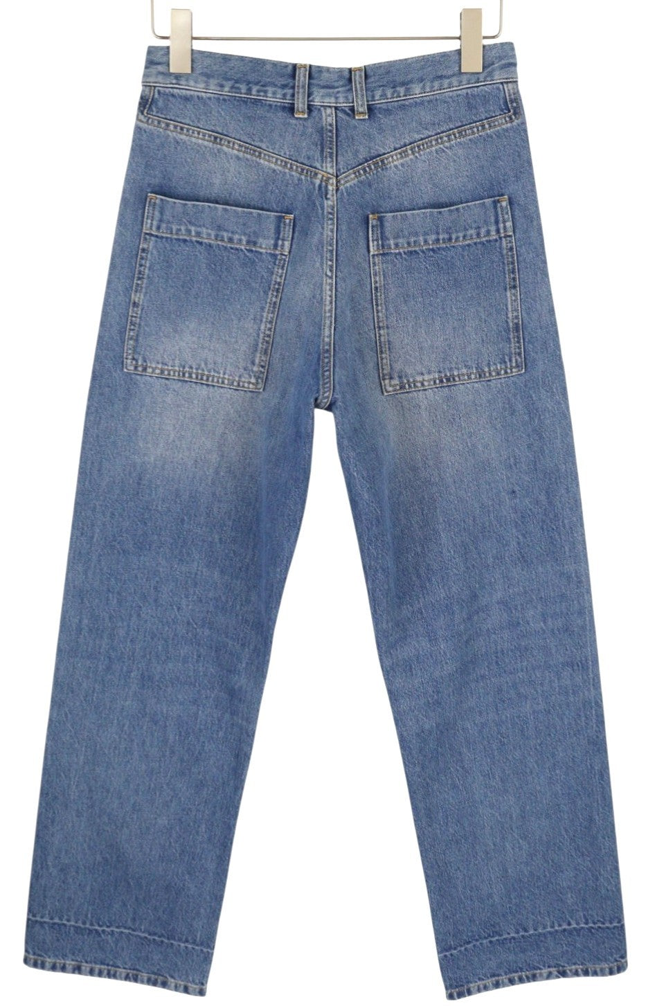 PLAN C Women Jeans 38 Blue Washed Straight Leg Relaxed Fit Button Fly RRP€550