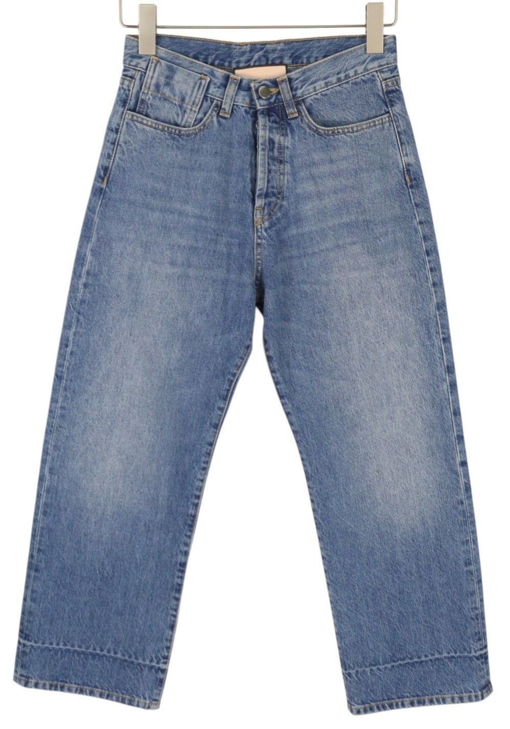 PLAN C Women Jeans 36 Blue Ankle Length Mid Rise Button Fly Straight RRP€440