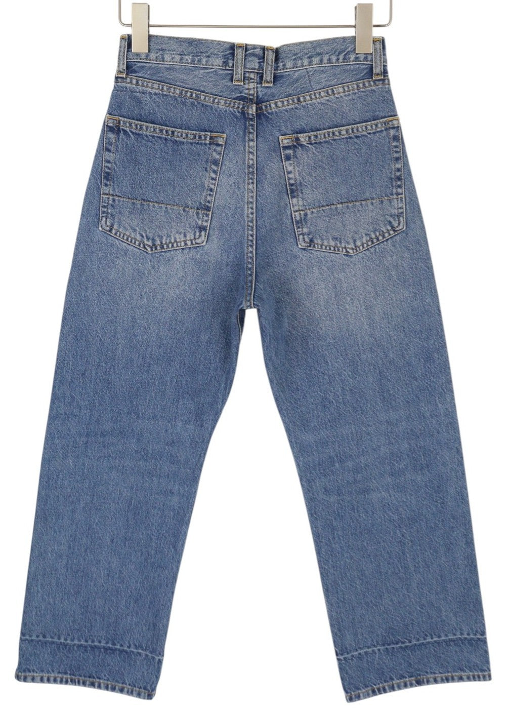 PLAN C Women Jeans 36 Blue Ankle Length Mid Rise Button Fly Straight RRP€440