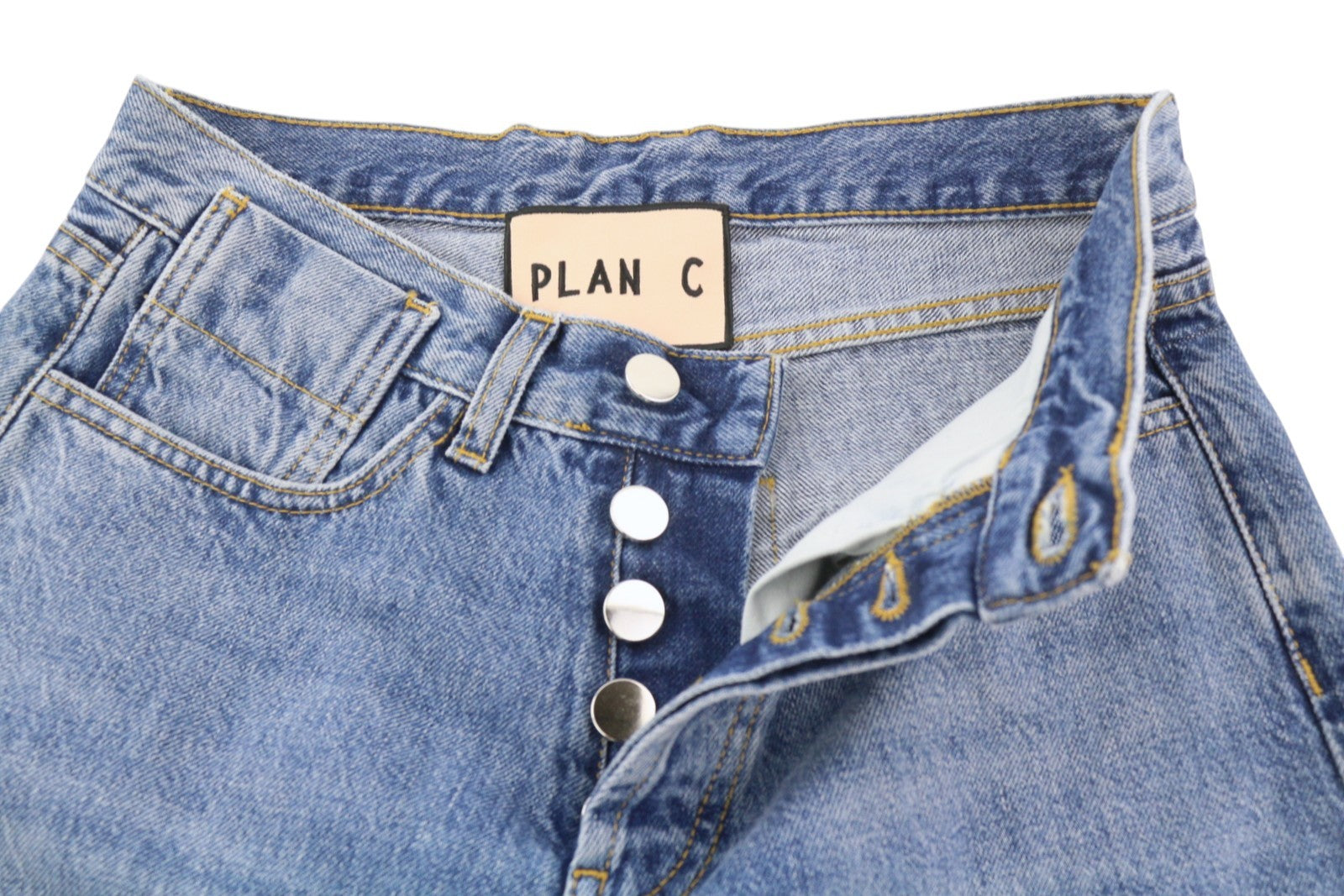 PLAN C Women Jeans 36 Blue Ankle Length Mid Rise Button Fly Straight RRP€440