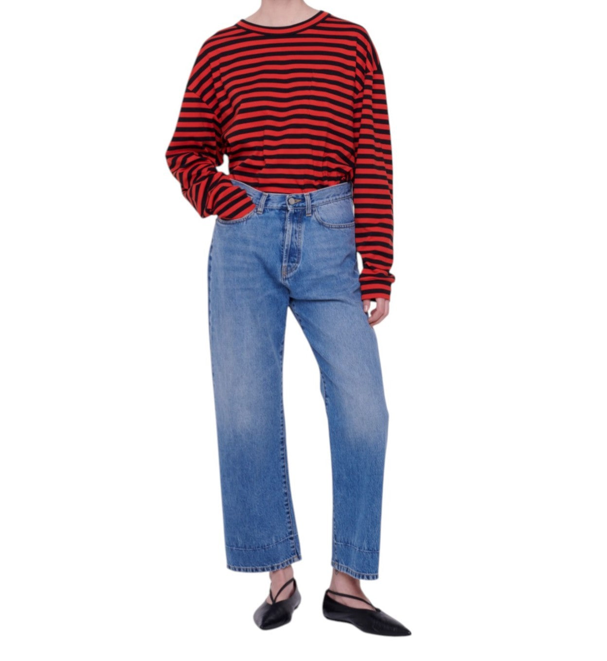 PLAN C Women Jeans 42 Blue Ankle Length Mid Rise Button Fly Straight RRP€440