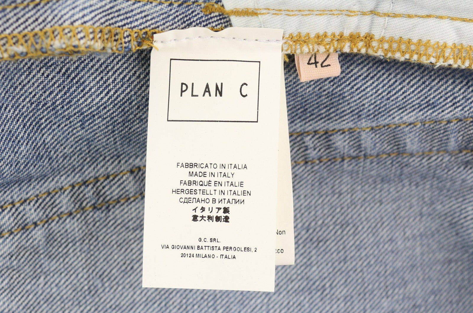 PLAN C Women Jeans 42 Blue Ankle Length Mid Rise Button Fly Straight RRP€440