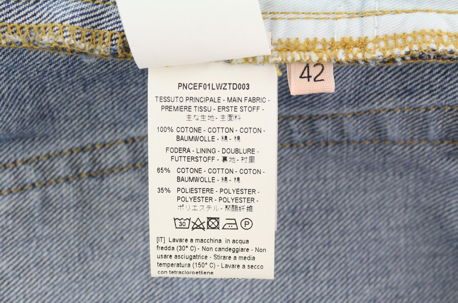 PLAN C Women Jeans 42 Blue Ankle Length Mid Rise Button Fly Straight RRP€440