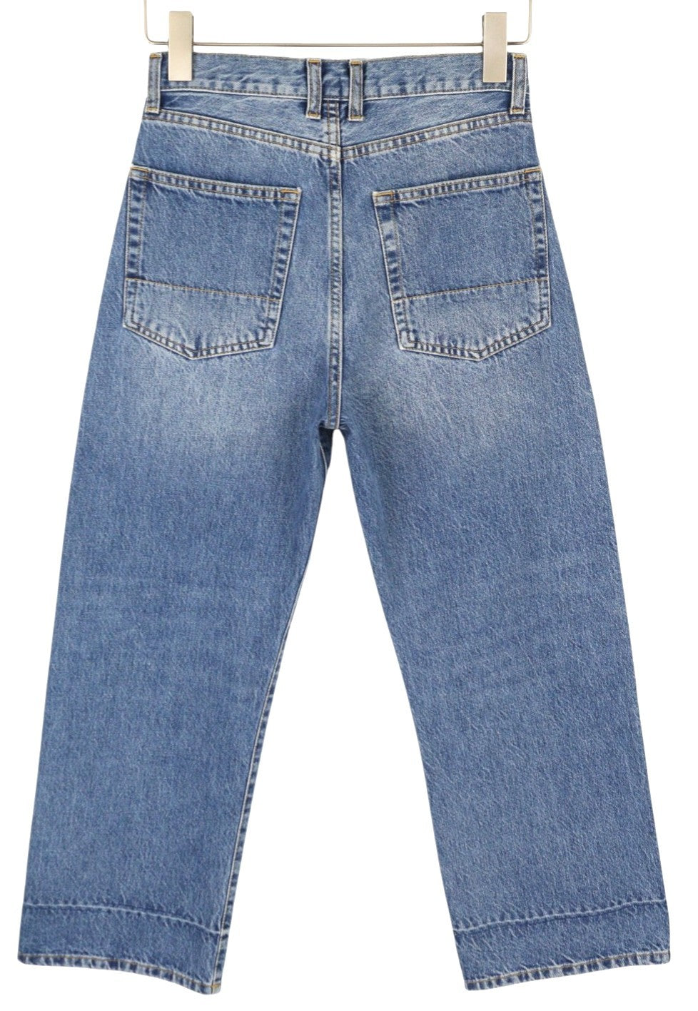 PLAN C Women Jeans 38 Blue Ankle Length Mid Rise Button Fly Straight RRP€440