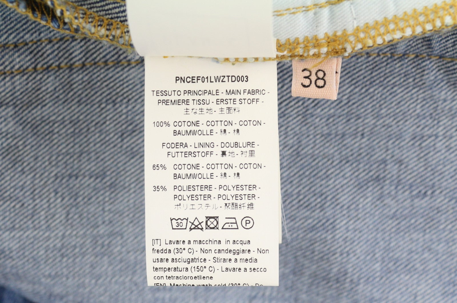 PLAN C Women Jeans 38 Blue Ankle Length Mid Rise Button Fly Straight RRP€440